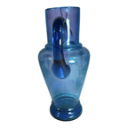 Antique Large Blue Mary Gregory Hand Blown Glass Pitcher