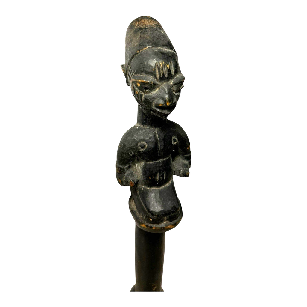 Antique African Yoruba Eshu Staff Ritual Figure - Hand Carved Wood