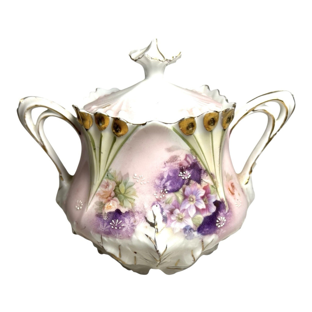Antique RS Prussia Sugar Bowl in Pansy Pattern