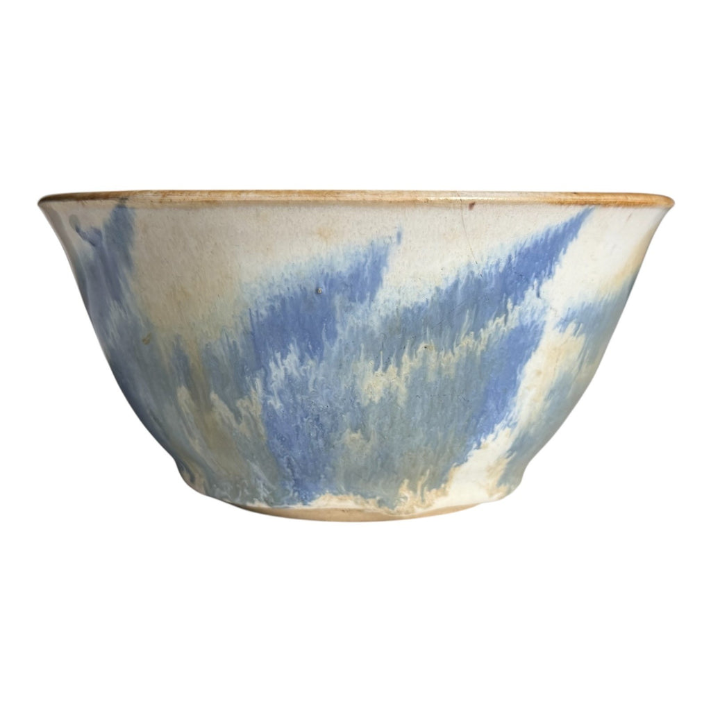 Vintage Studio Pottery Blue Tan Drip Glaze Art Pottery Bowl - Signed