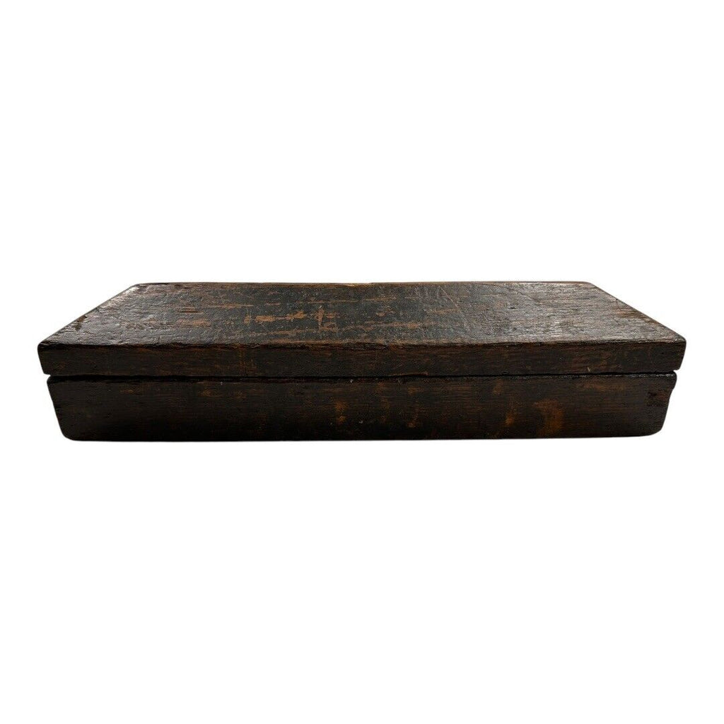 Antique Sharpening Stone in Coffin Wood Box