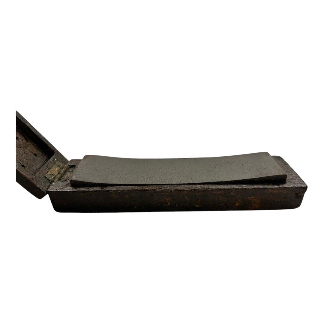 Antique Sharpening Stone in Coffin Wood Box