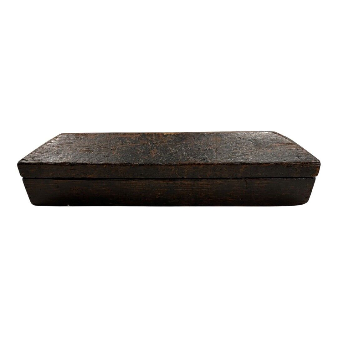 Antique Sharpening Stone in Coffin Wood Box