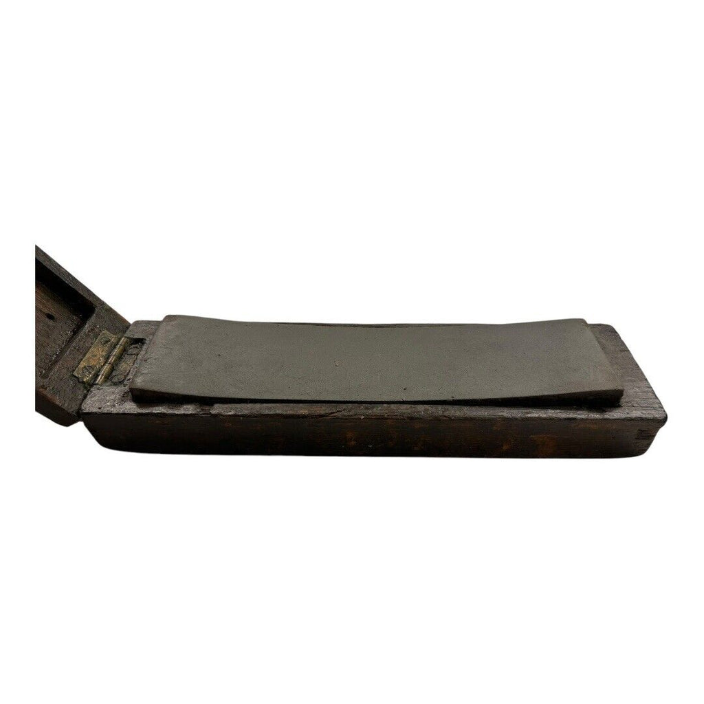 Antique Sharpening Stone in Coffin Wood Box
