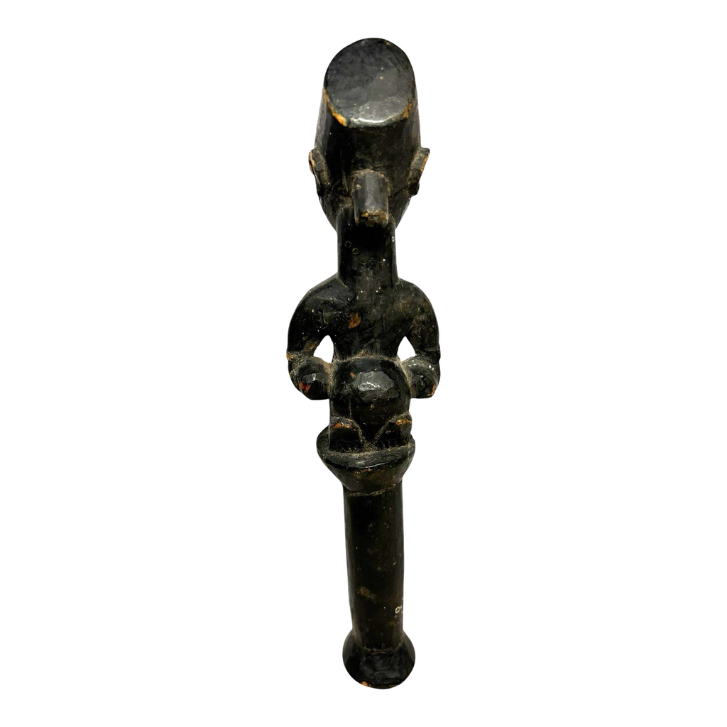 Antique African Yoruba Eshu Staff Ritual Figure - Hand Carved Wood