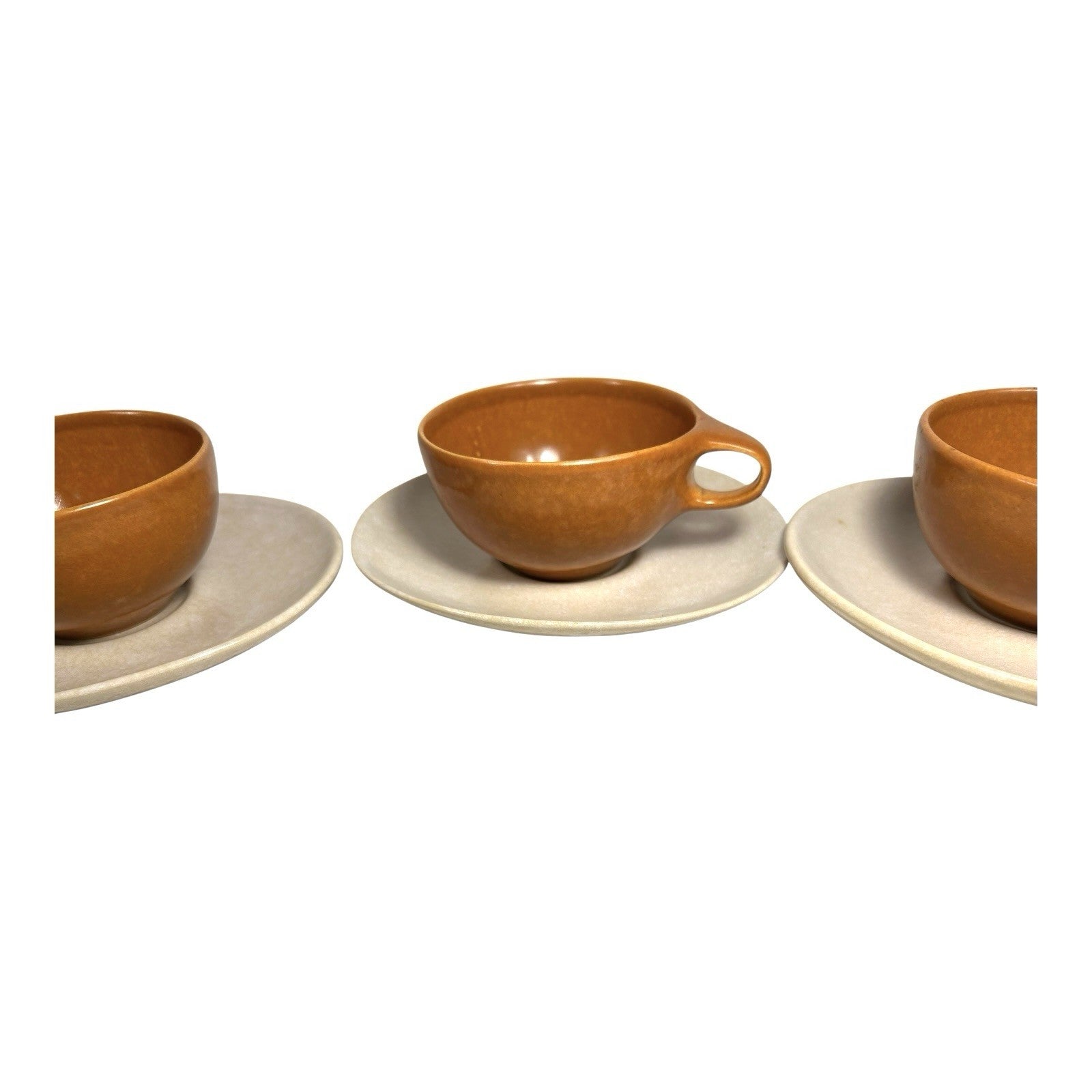 Vintage Raymor Roseville Pottery Coffee Cups & Saucers - Ben Seibel Set of 3