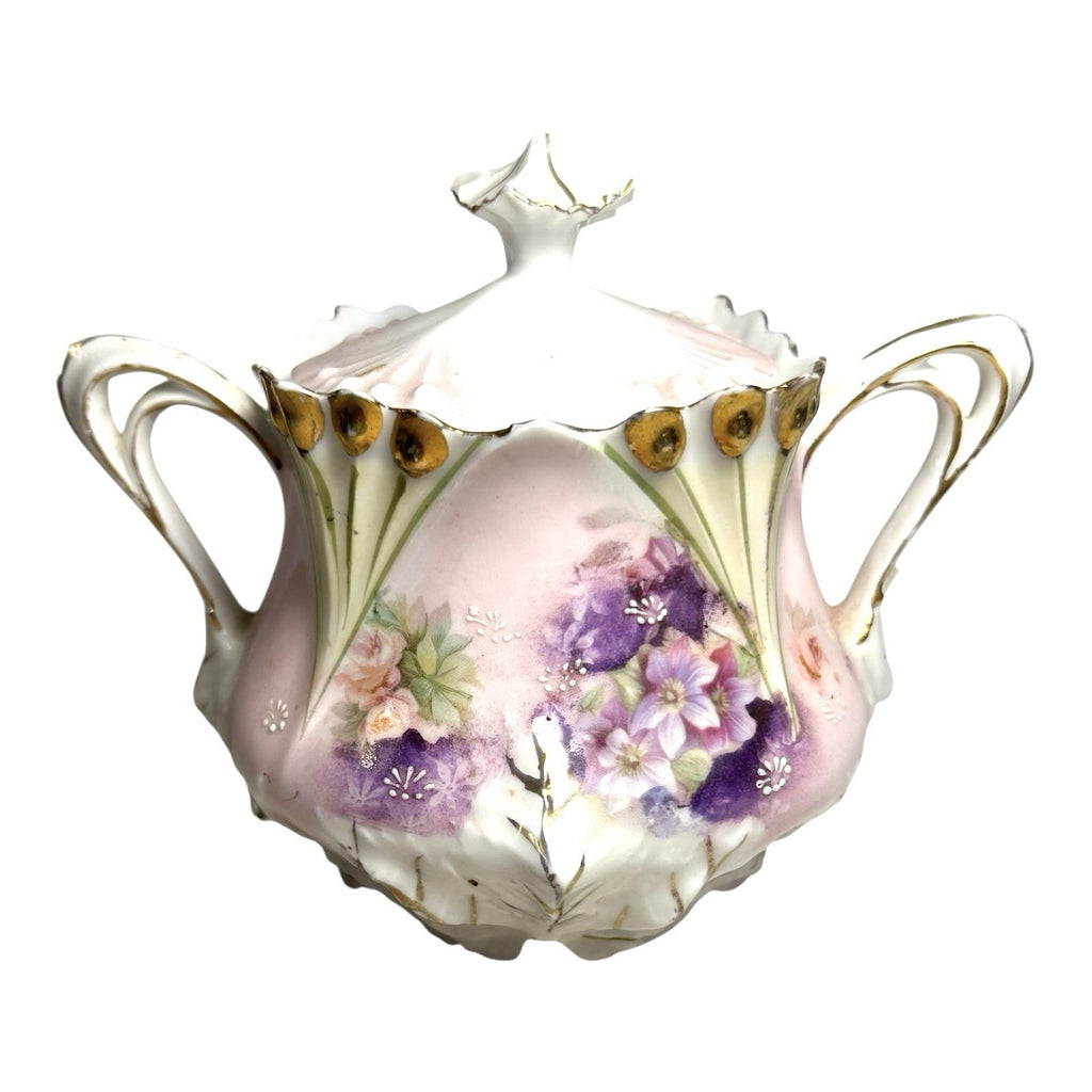 Antique RS Prussia Sugar Bowl in Pansy Pattern