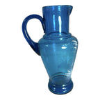 Antique Large Blue Mary Gregory Hand Blown Glass Pitcher