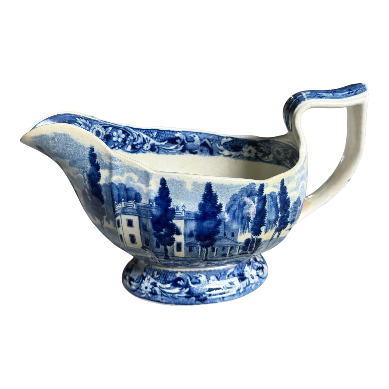 Antique Historical Staffordshire Blue Transferware Gravy Sauce Boat – Hoboken NJ