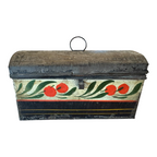 Antique Toleware Tin Painted Folk Art Document Box