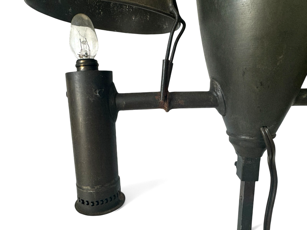 Antique Industrial Student Desk Lamp Double Shade Central Font Metal Lamp
