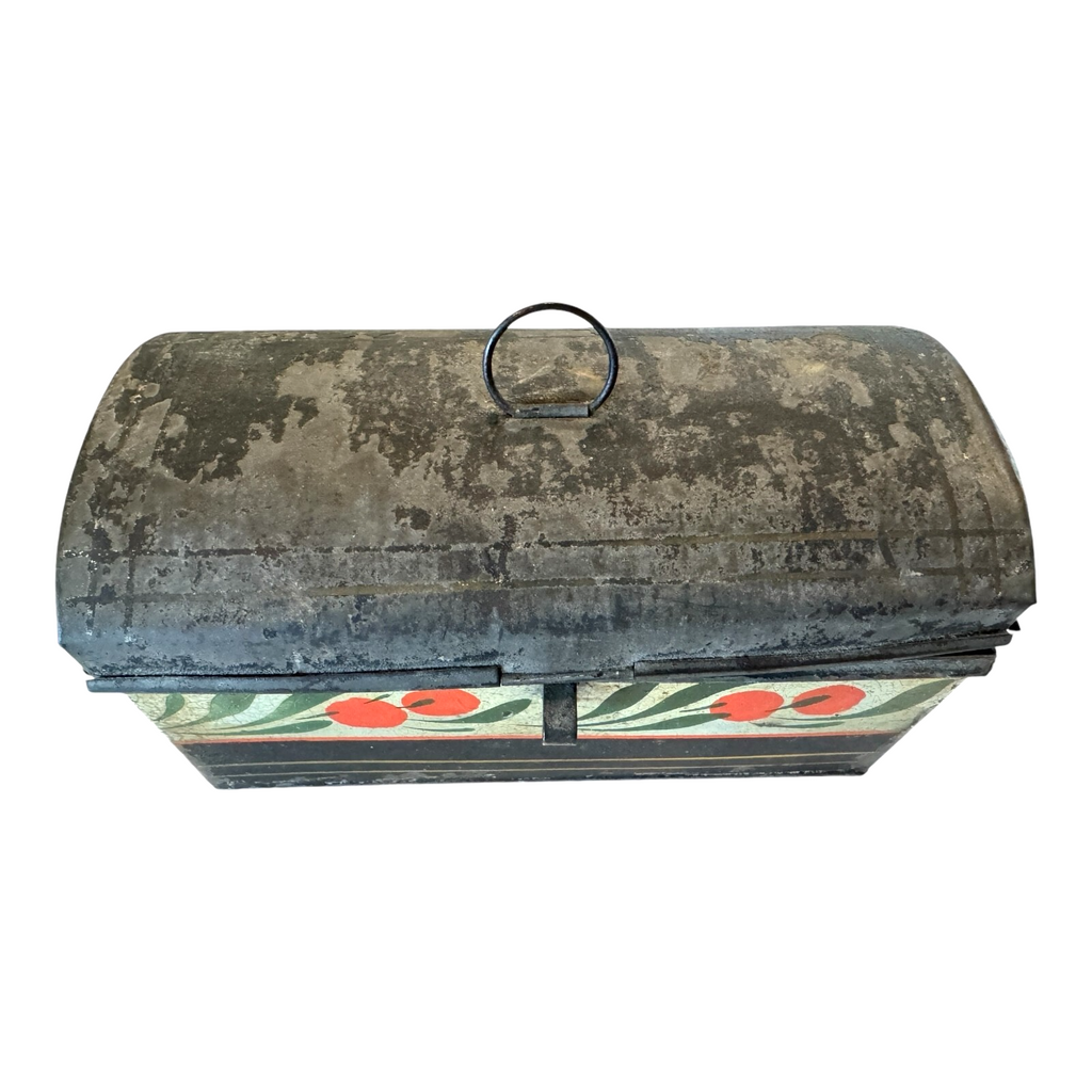 Antique Toleware Tin Painted Folk Art Document Box