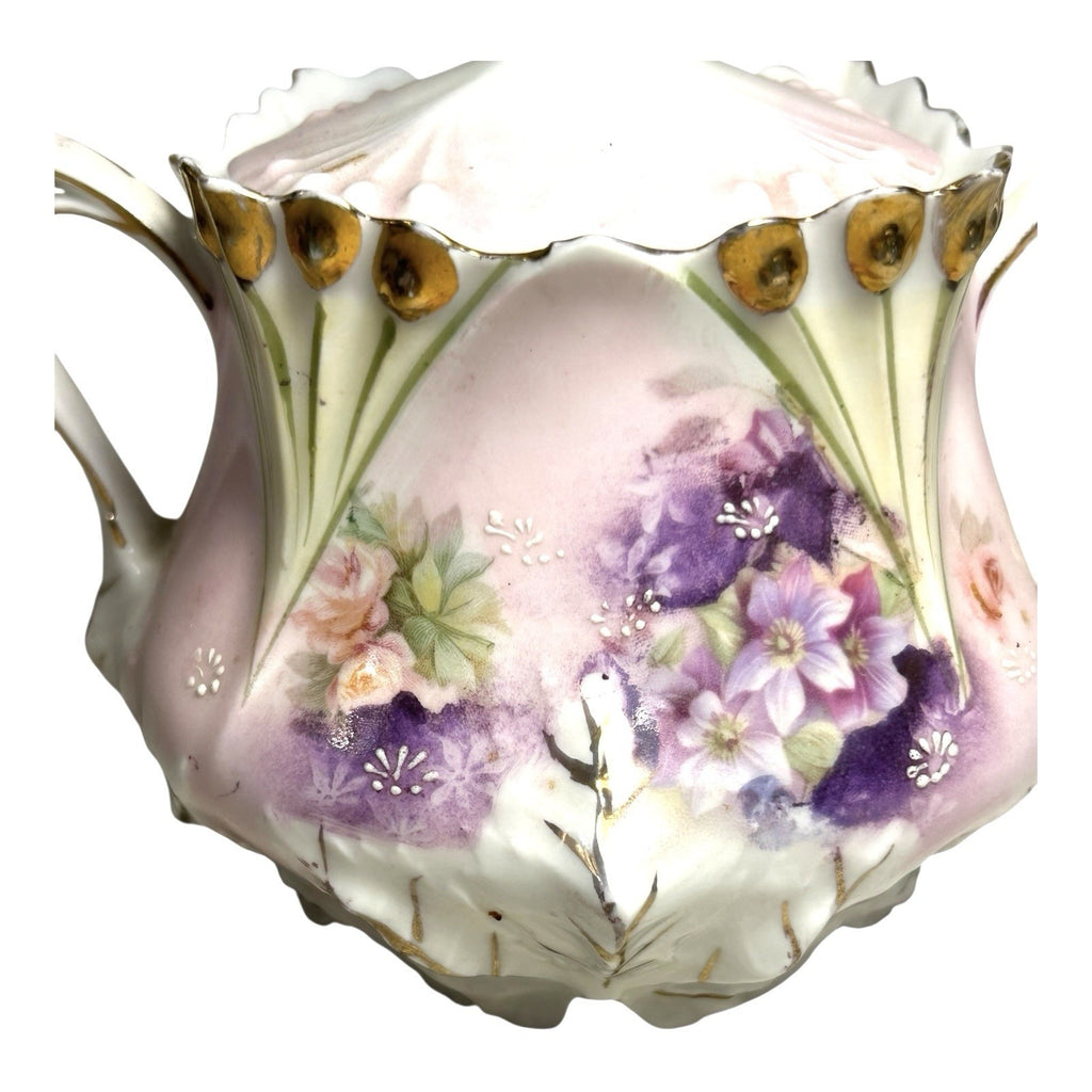 Antique RS Prussia Sugar Bowl in Pansy Pattern