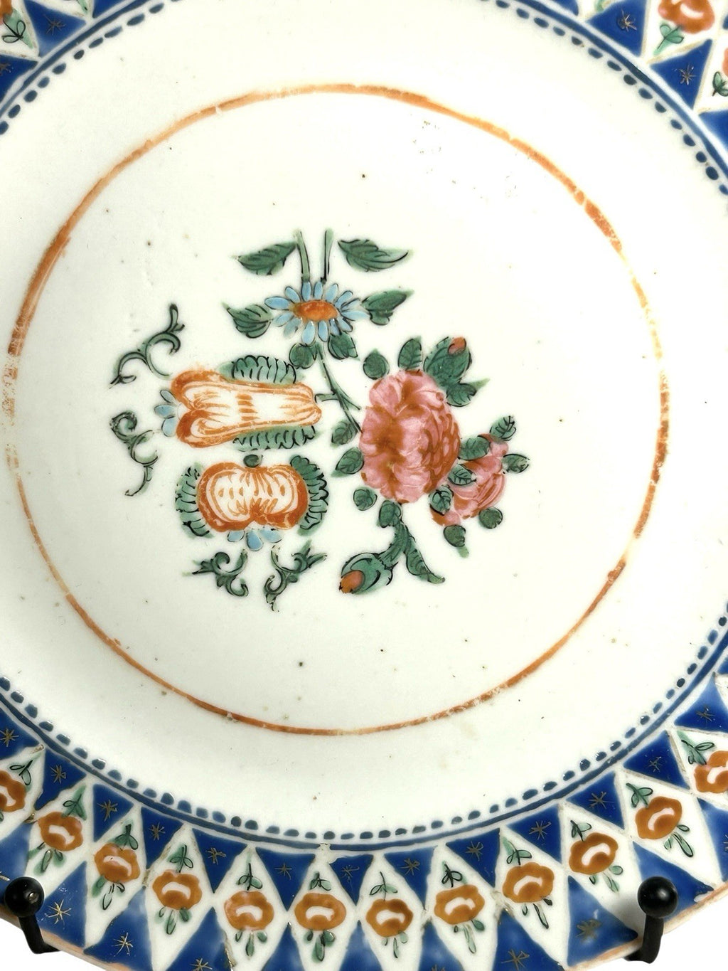 Antique Set of Two Chinese Export Famille Rose Peony Plates