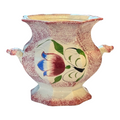 Antique Staffordshire Red Spatterware Spongeware Sugar Bowl - Tulip Design