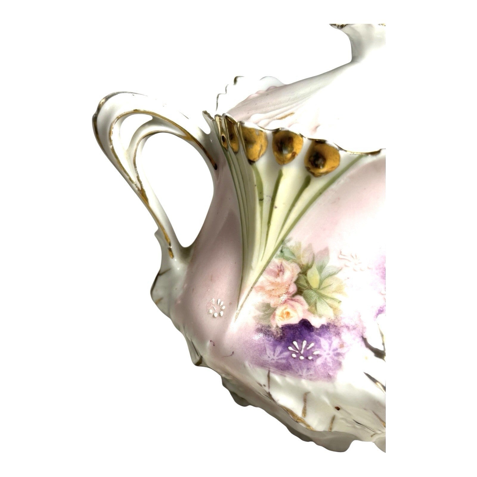 Antique RS Prussia Sugar Bowl in Pansy Pattern
