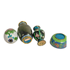 Vintage Chinese Cloisonné Floral Enameled Vases Bowl Egg (Set of 4)