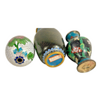 Vintage Chinese Cloisonné Floral Enameled Vases Bowl Egg (Set of 4)