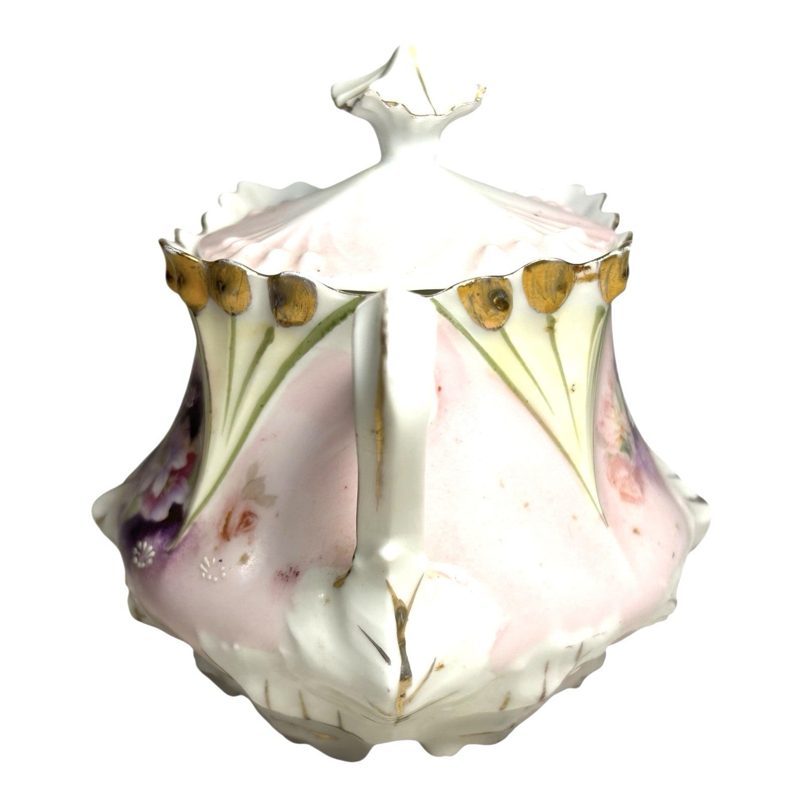 Antique RS Prussia Sugar Bowl in Pansy Pattern