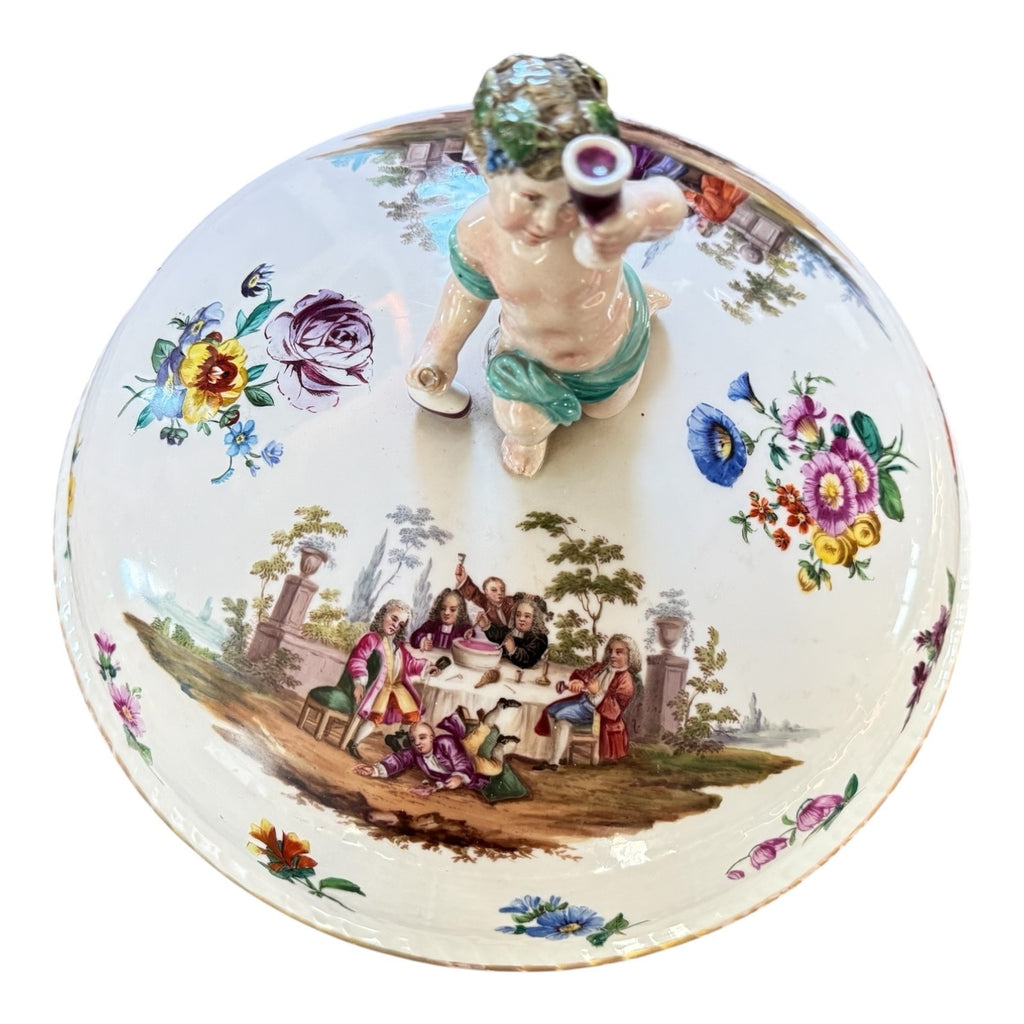 Antique KPM Porcelain Bacchus Cherub Figural Painted Tureen Punch Bowl