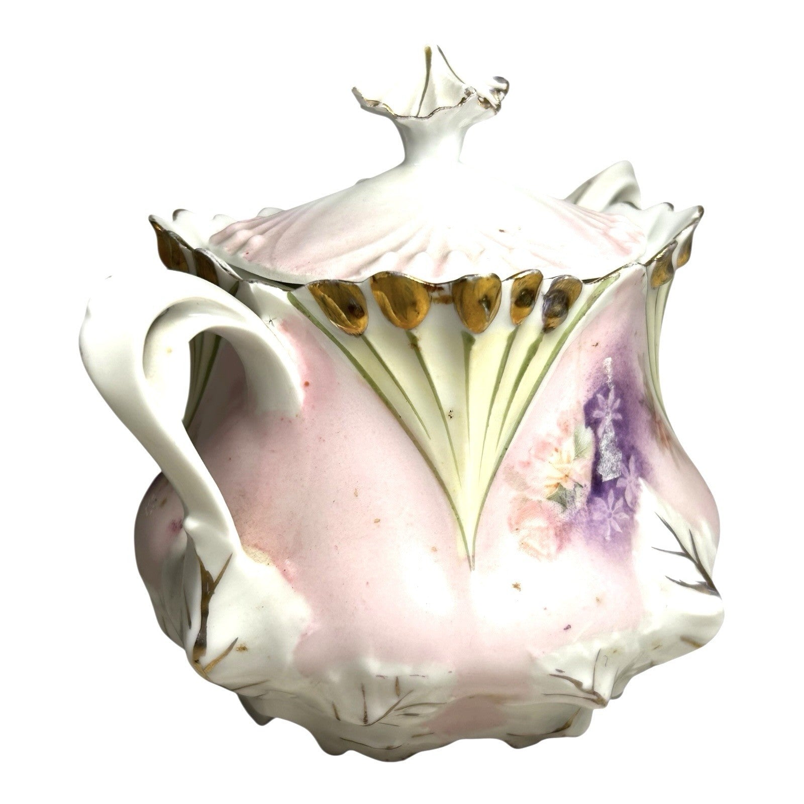 Antique RS Prussia Sugar Bowl in Pansy Pattern