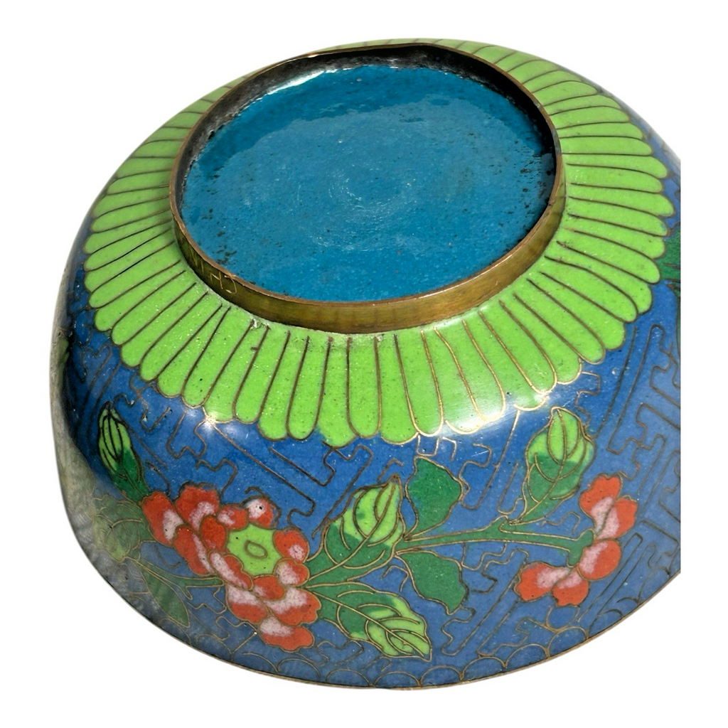 Vintage Chinese Cloisonné Floral Enameled Vases Bowl Egg (Set of 4)