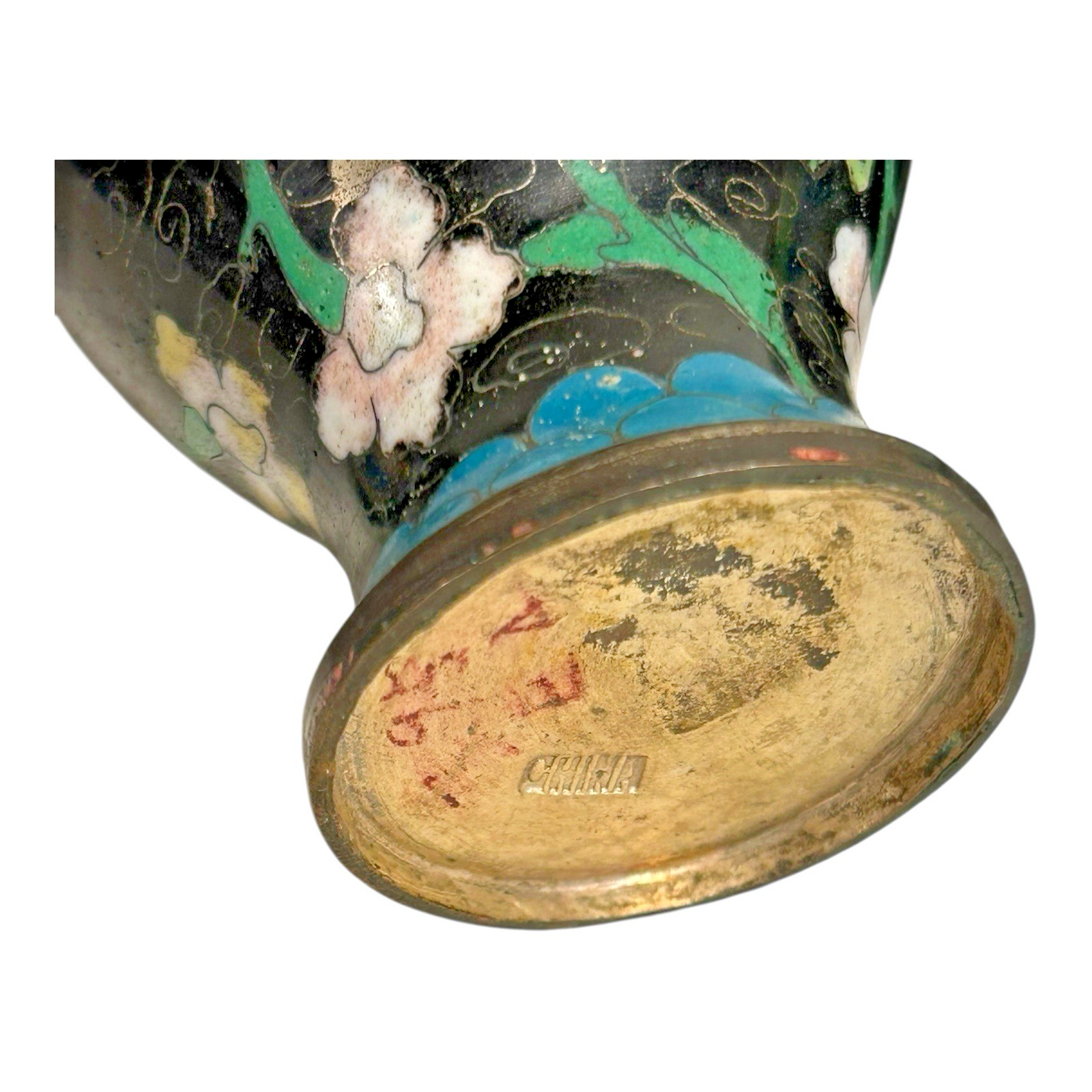 Vintage Chinese Cloisonné Floral Enameled Vases Bowl Egg (Set of 4)