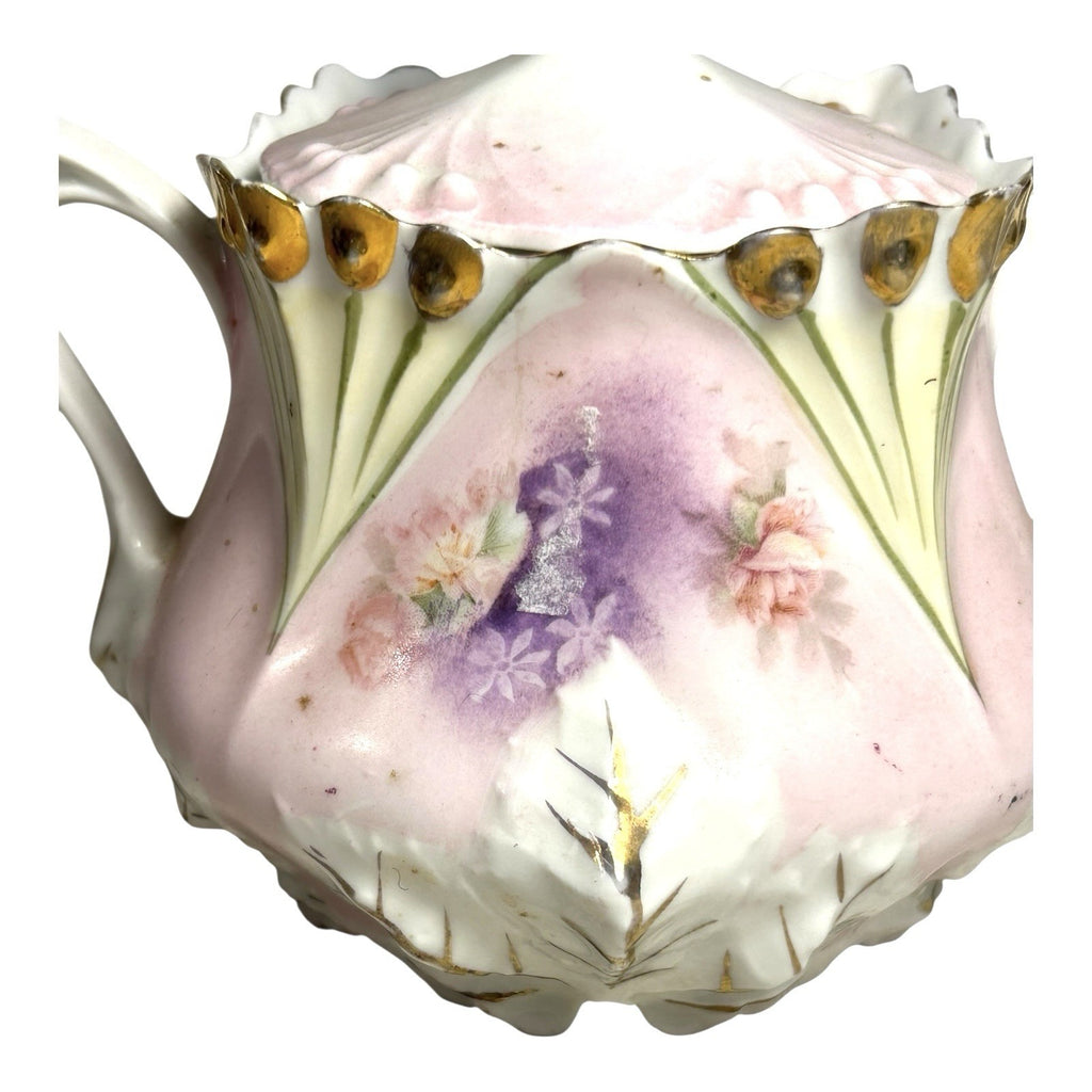 Antique RS Prussia Sugar Bowl in Pansy Pattern