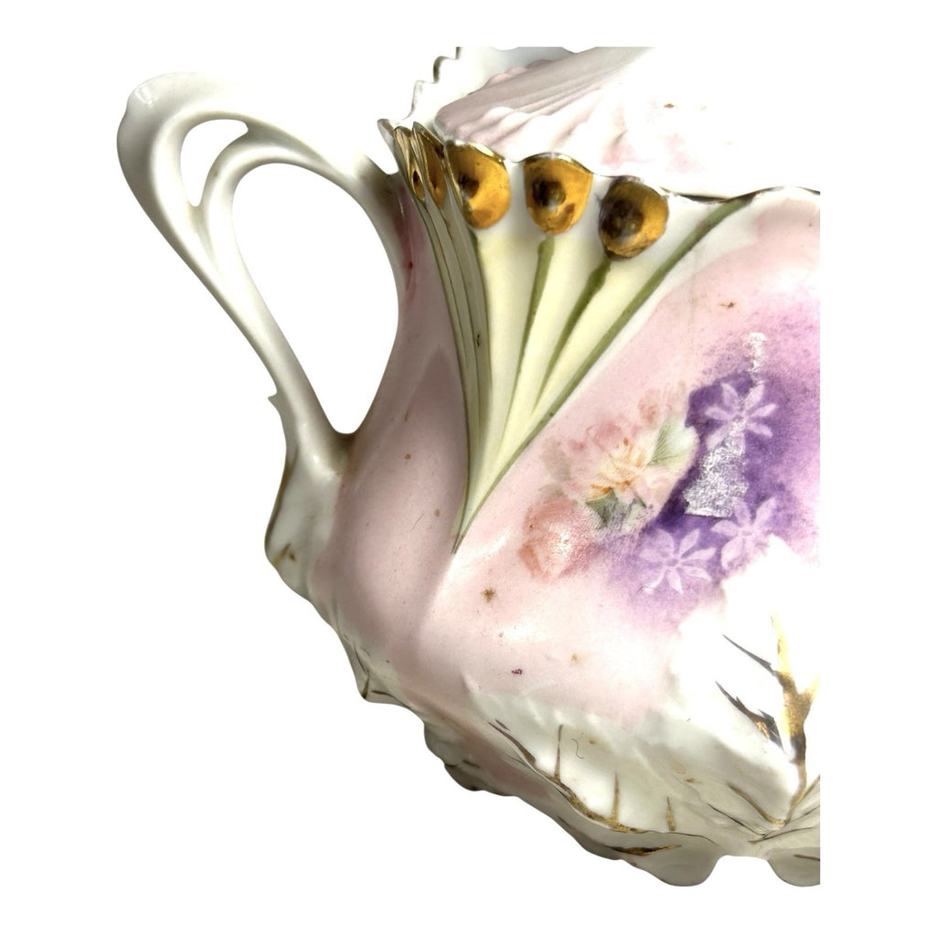 Antique RS Prussia Sugar Bowl in Pansy Pattern