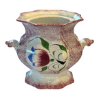 Antique Staffordshire Red Spatterware Spongeware Sugar Bowl - Tulip Design
