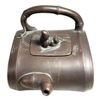 Antique Chinese Yixing Bamboo Form Clay Teapot with Applied Squirrel