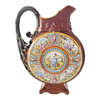 Antique Hungarian Majolica Ewer Figural Classical Roundel Jug - Star of David