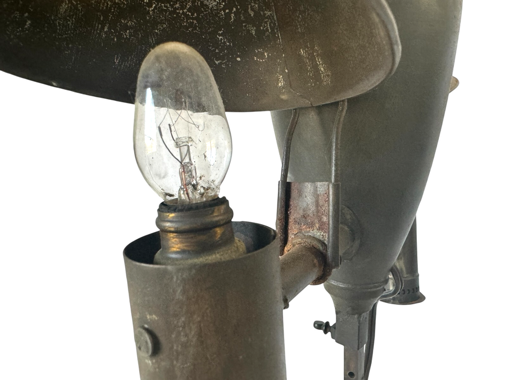 Antique Industrial Student Desk Lamp Double Shade Central Font Metal Lamp