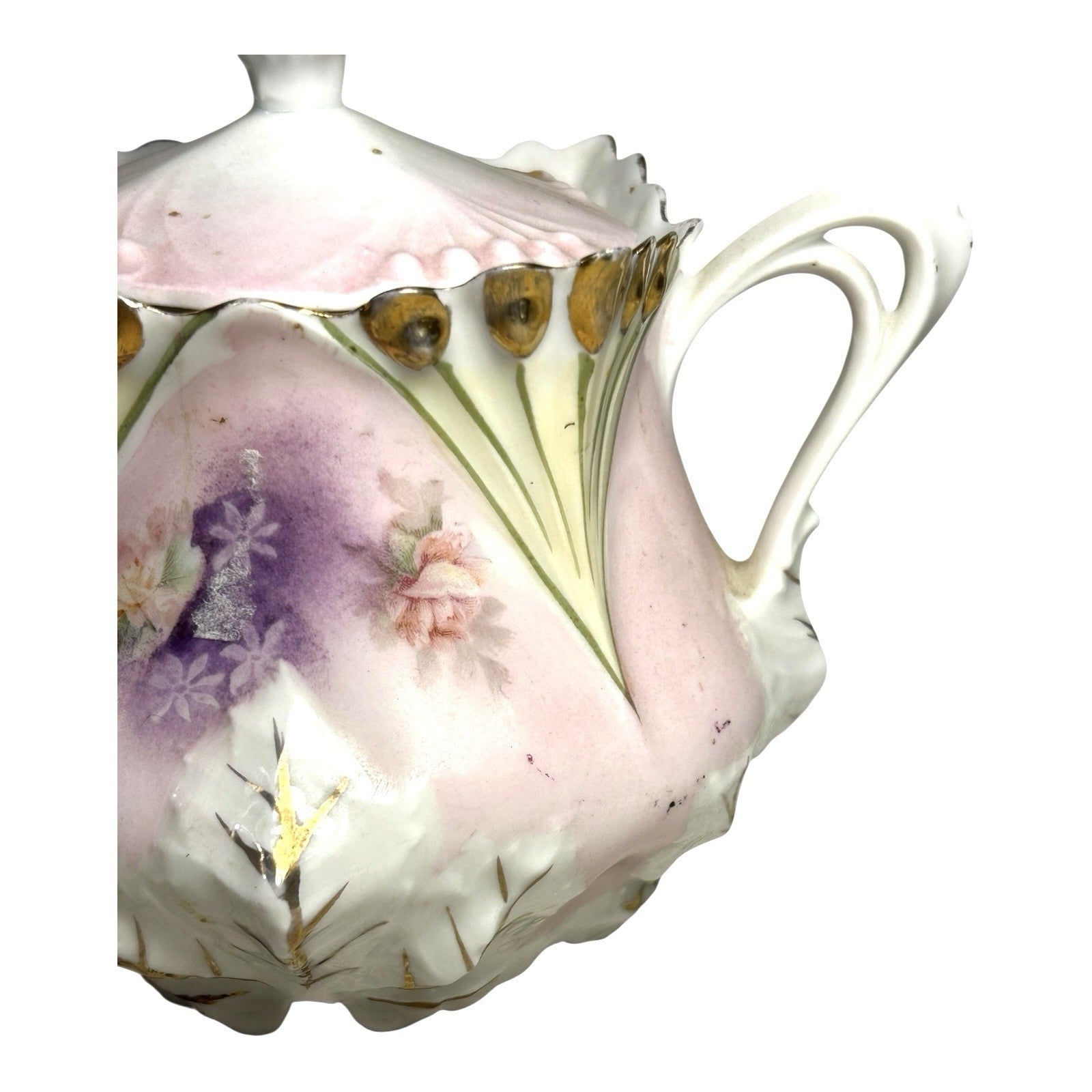 Antique RS Prussia Sugar Bowl in Pansy Pattern
