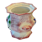 Antique Staffordshire Red Spatterware Spongeware Sugar Bowl - Tulip Design