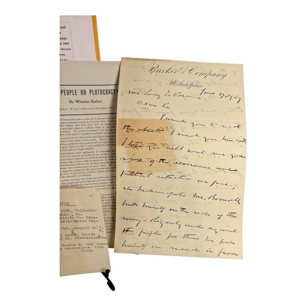 Antique Presidential Candidate Wharton Barker Political Documents & Signature