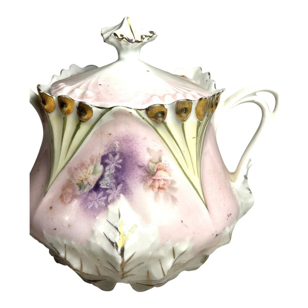 Antique RS Prussia Sugar Bowl in Pansy Pattern