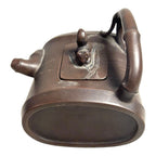 Antique Chinese Yixing Bamboo Form Clay Teapot with Applied Squirrel