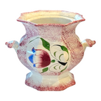 Antique Staffordshire Red Spatterware Spongeware Sugar Bowl - Tulip Design