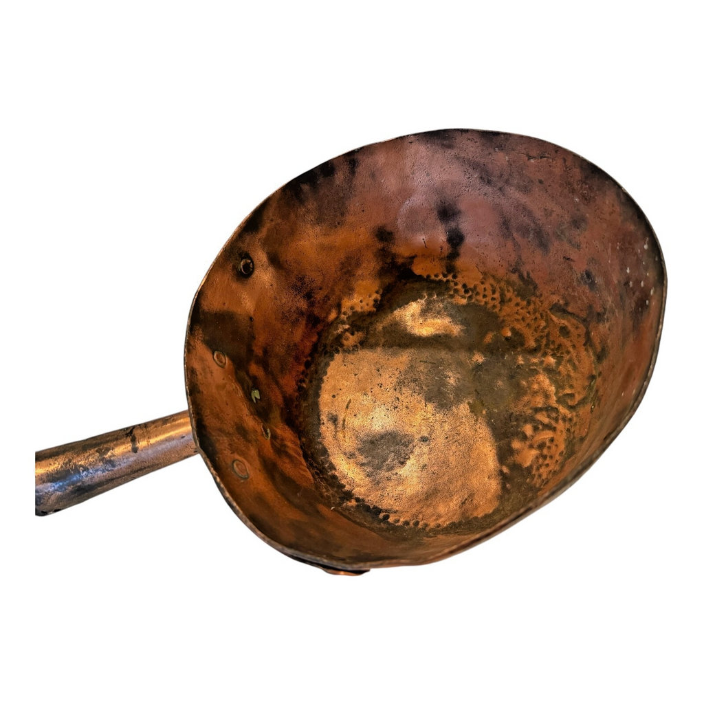 Antique Hand Hammered Copper Handled Pot or Planter - Country Farmhouse Decor