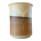 Vintage Handmade Studio Art Pottery Stoneware Vase – Striped Tan Glaze (Signed)