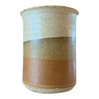 Vintage Handmade Studio Art Pottery Stoneware Vase – Striped Tan Glaze (Signed)