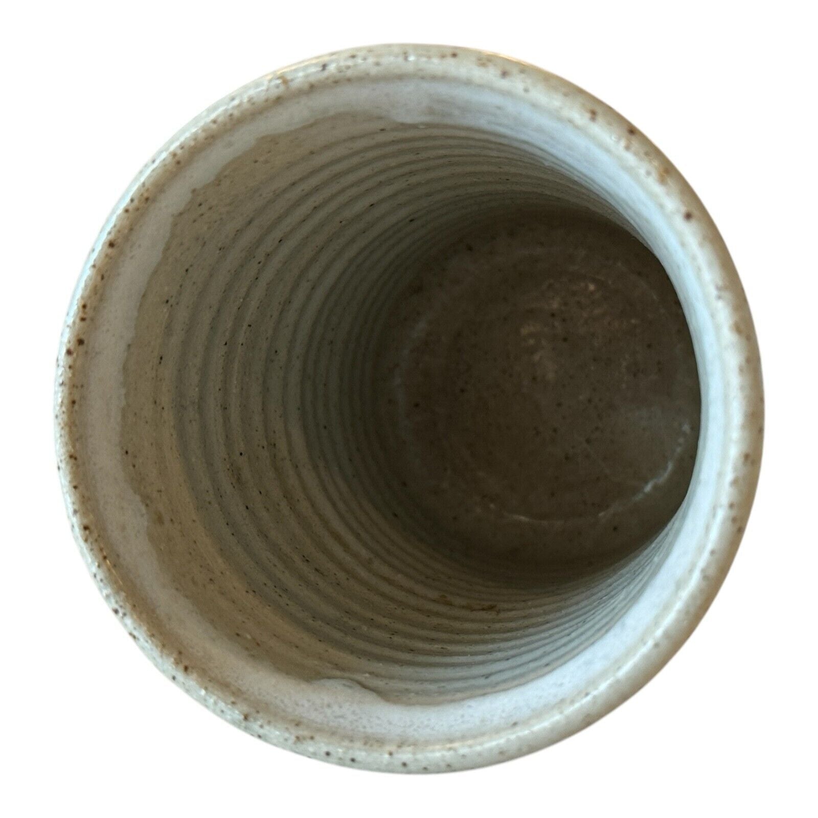 Vintage Handmade Studio Art Pottery Stoneware Vase – Striped Tan Glaze (Signed)