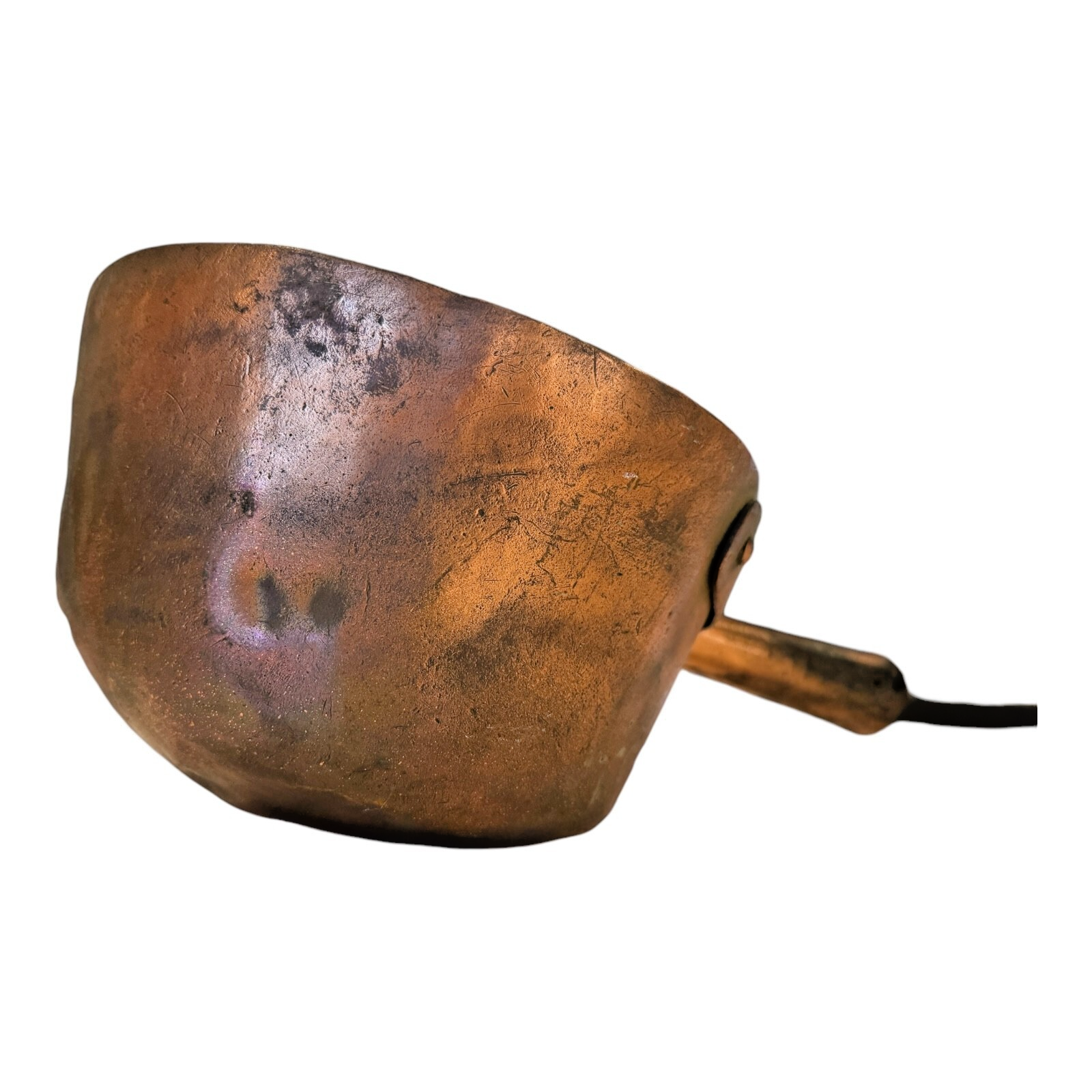 Antique Hand Hammered Copper Handled Pot or Planter - Country Farmhouse Decor