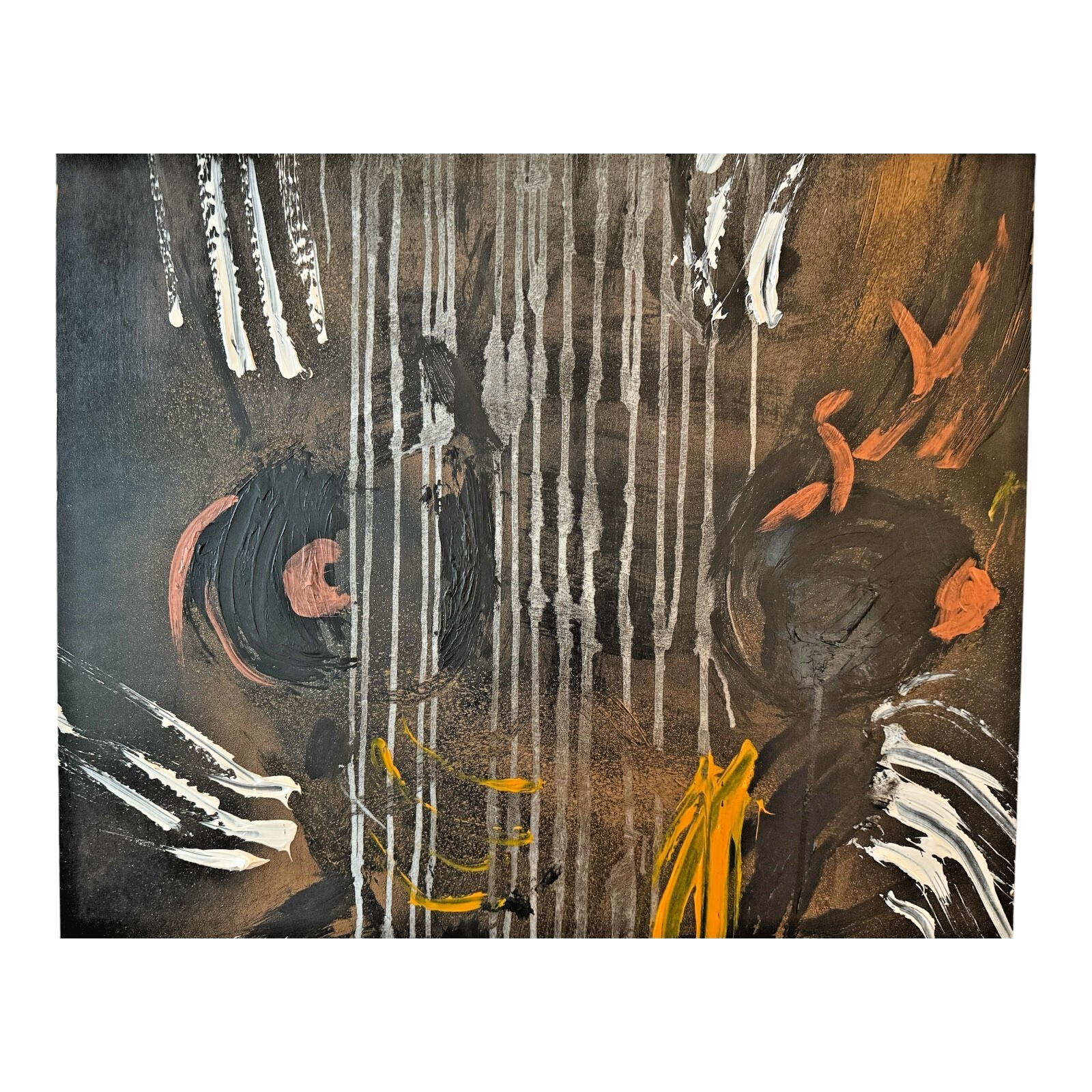 Vintage Large Original Abstract Expressionist Painting "Buffalo Woman" - Signed