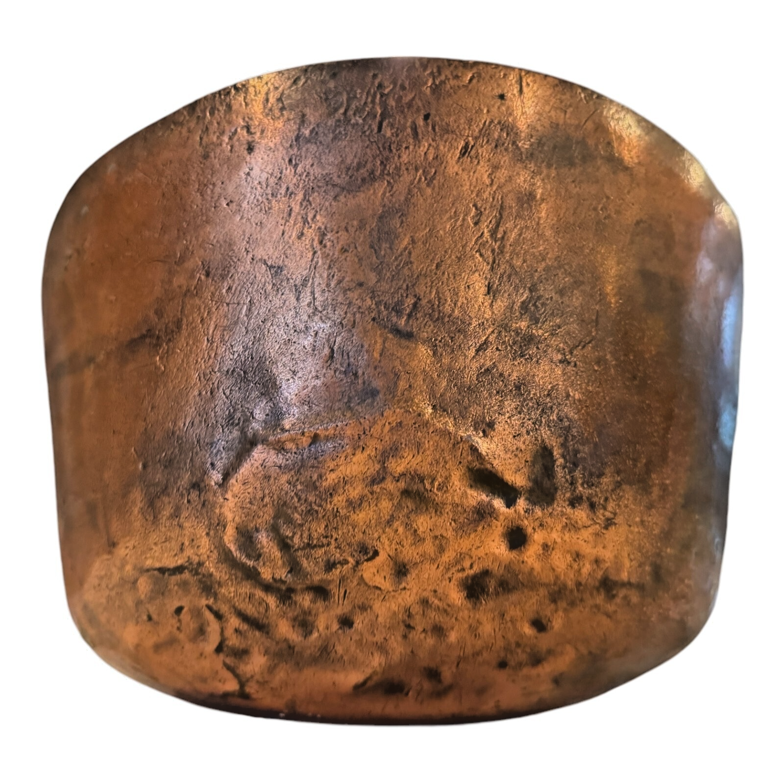 Antique Hand Hammered Copper Handled Pot or Planter - Country Farmhouse Decor