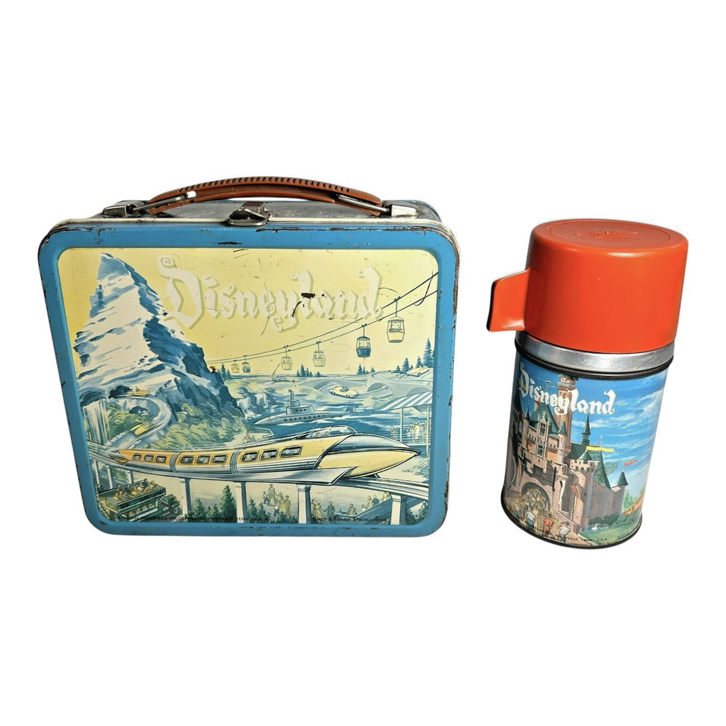 Vintage 1960 Aladdin Disneyland Metal Lunch Box & Thermos Set