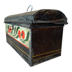 Antique Toleware Tin Painted Folk Art Document Box