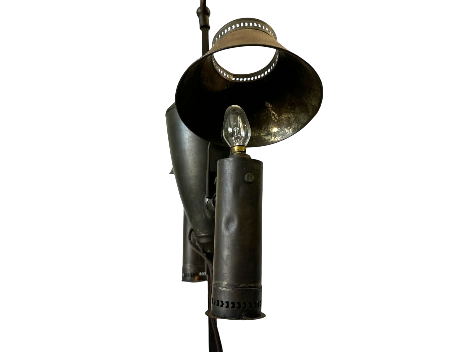 Antique Industrial Student Desk Lamp Double Shade Central Font Metal Lamp