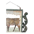 Antique Early 1900s American Folk Art Hand-Cut Metal Ranch Trade Sign, Steer/Cow